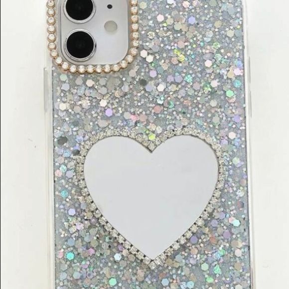 I-Phone 12 Pro Max Rhinestone decor heart mirror glitter case.  $$$ - Picture 2 of 4